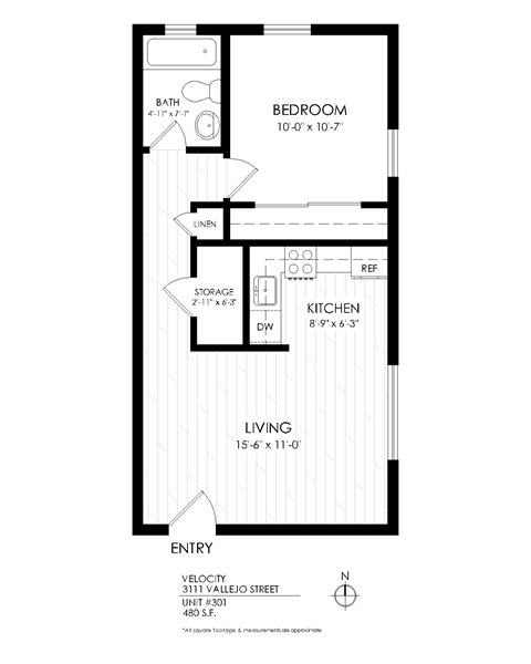 Velocity 1 Bedroom Floor plan